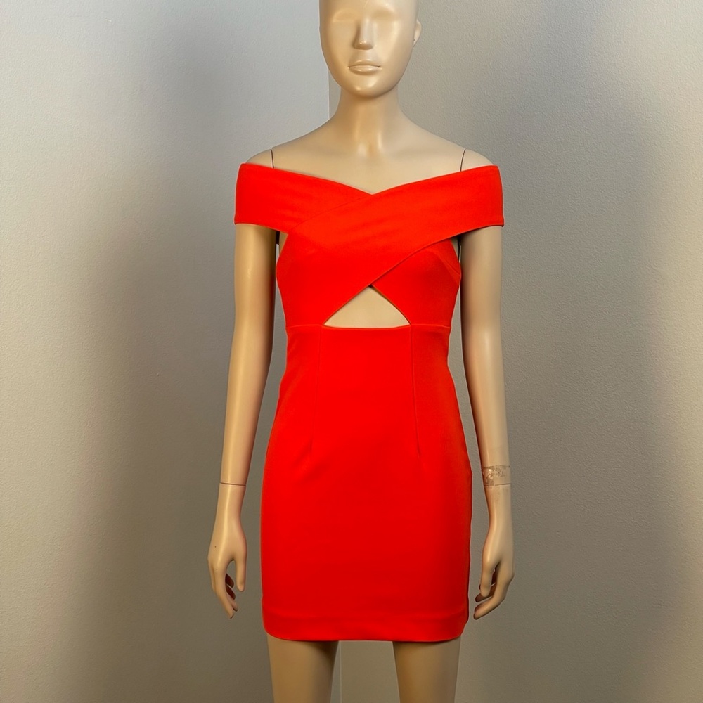 Solace London Vibrant Red Off-Shoulder Mini Dress size 4